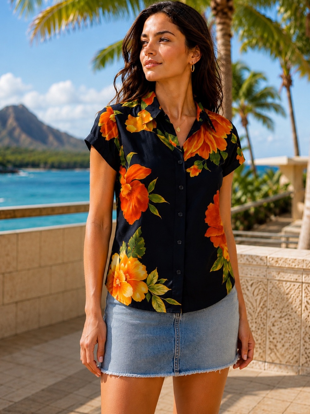 Sharagano Paris 100% Silk Floral Blouse - Size Small